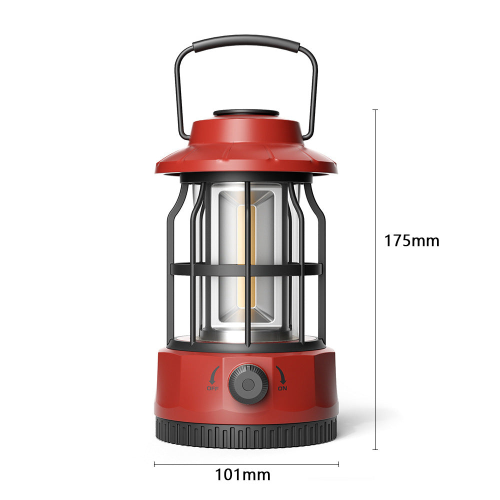 Retro COB Portable Camping Lantern Tent Light