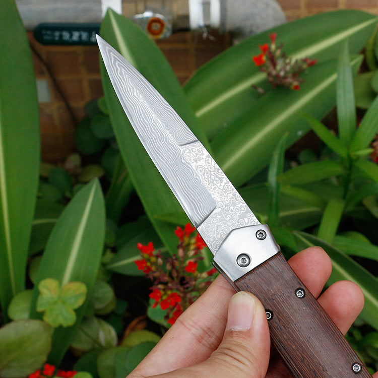 VG10 Damascus Steel Folding Pocket Hunting Knife Wenge Handle