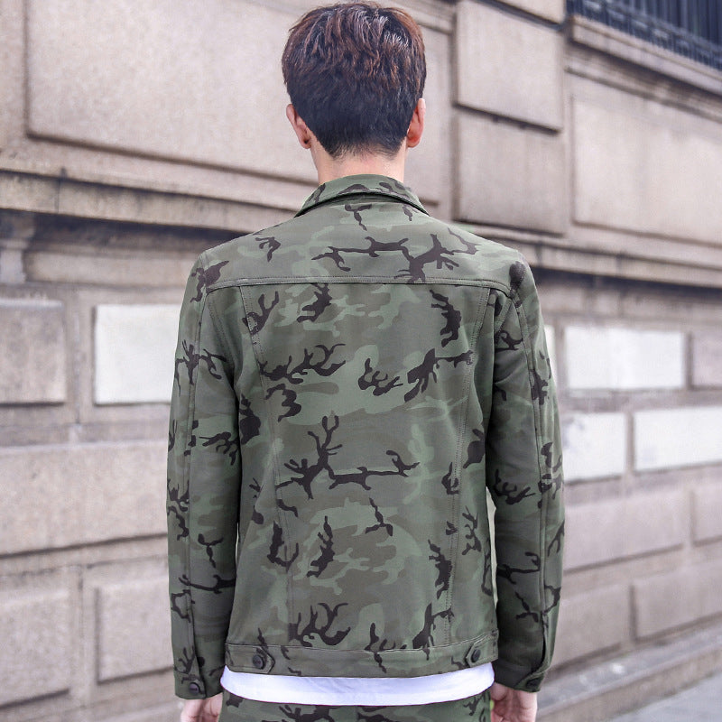 Men's Camouflage Jacket And Overalls Outfit Set
