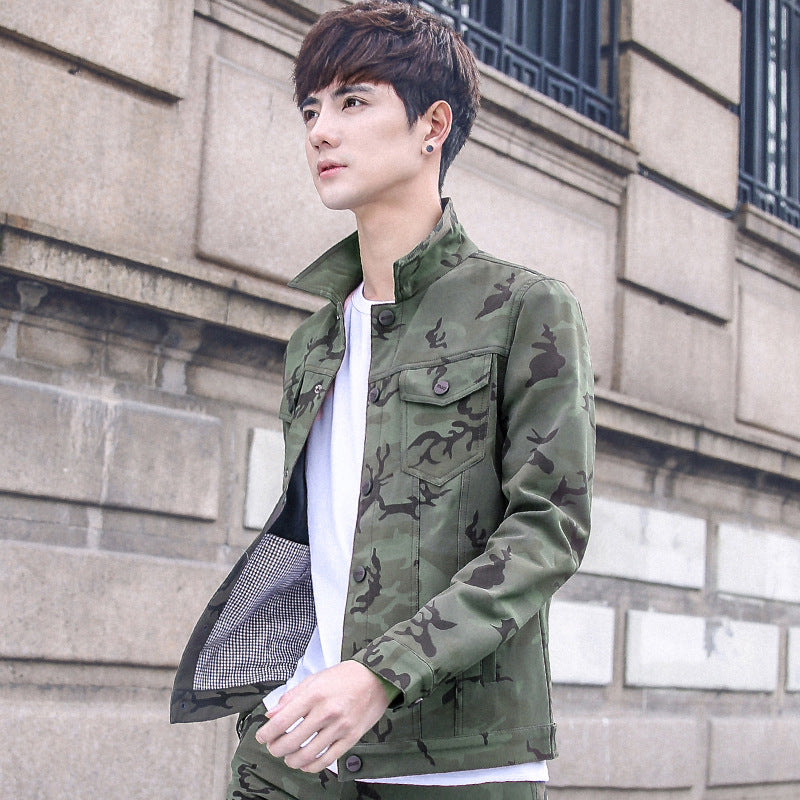 Men's Camouflage Jacket And Overalls Outfit Set