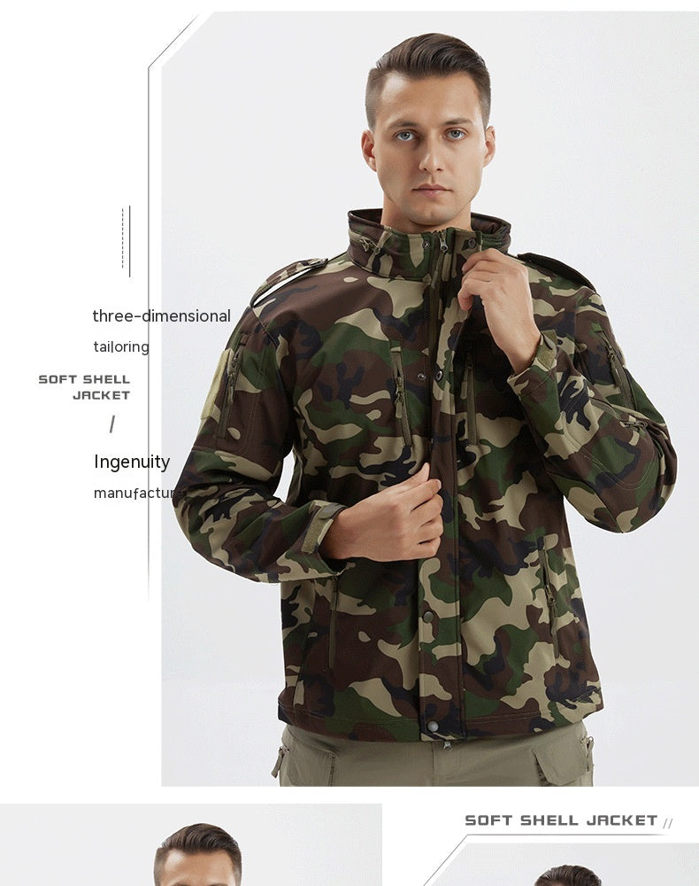 Men's Camouflage Waterproof Fleece Softshell Jacket