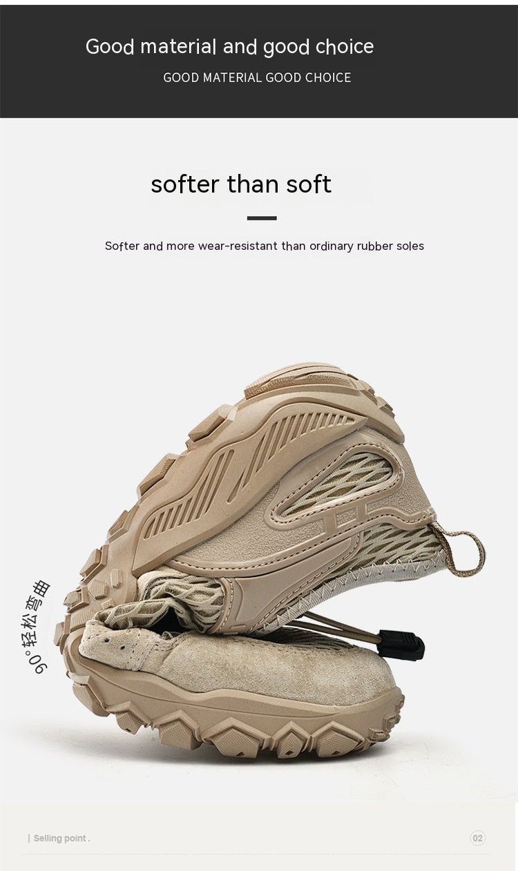 Men’s Breathable Leather Mesh Non-Slip Hiking Casual Shoes