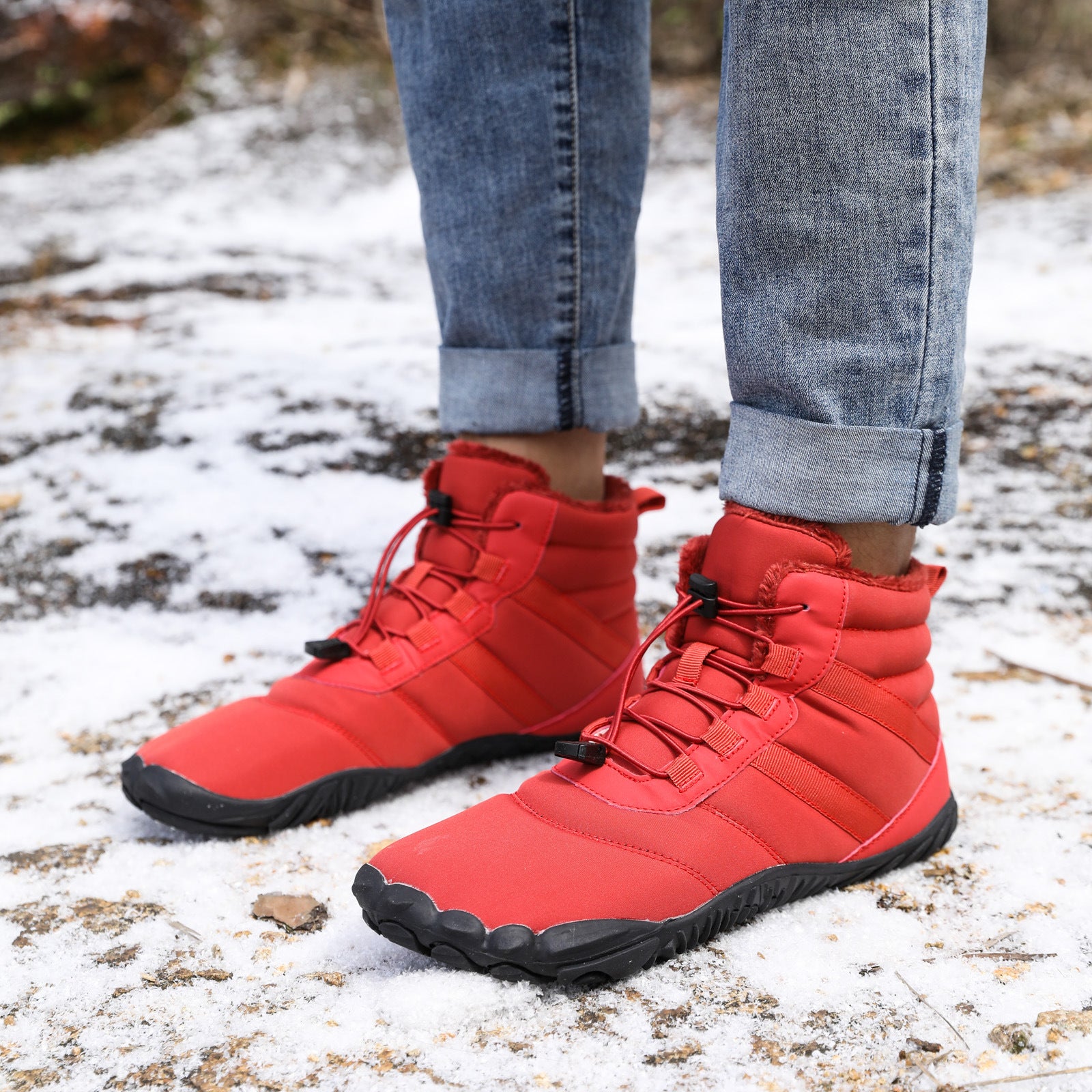 Five Finger Cotton Waterproof Fleece-Lined Snow Boots Non Slip