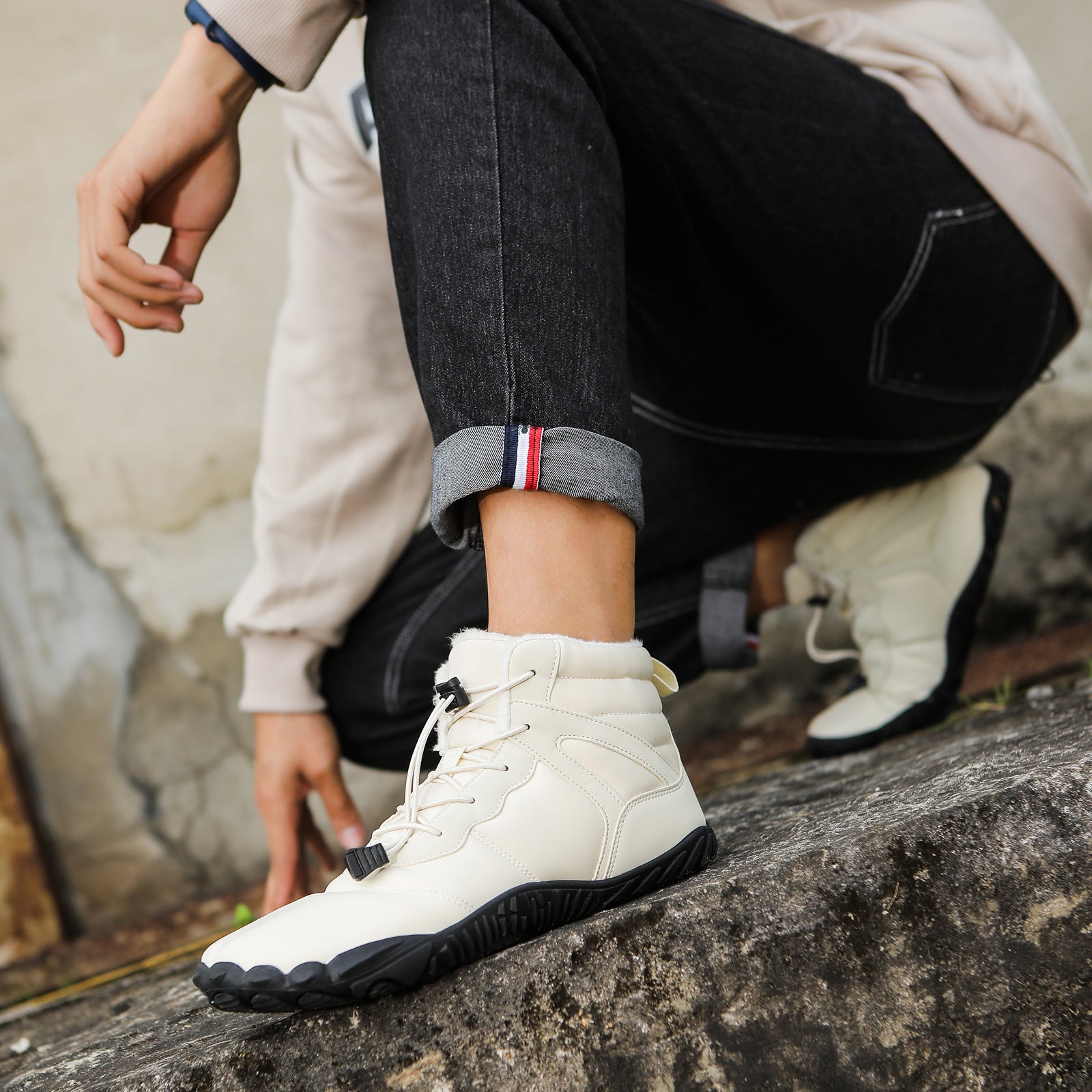 Five Finger Cotton Waterproof Fleece-Lined Snow Boots Non Slip