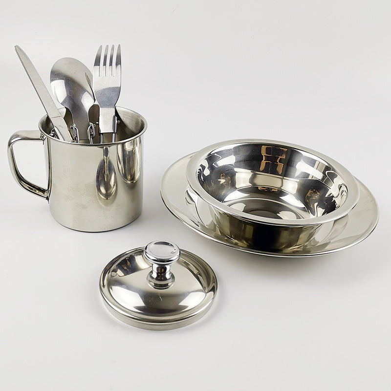 Outdoor Camping Stainless Steel Cookware Set