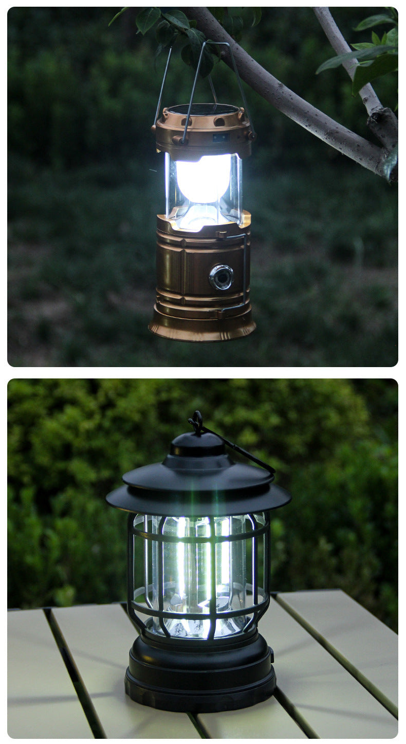 Retro Rechargeable Camping Lantern Outdoor Tent Atmosphere Lamp