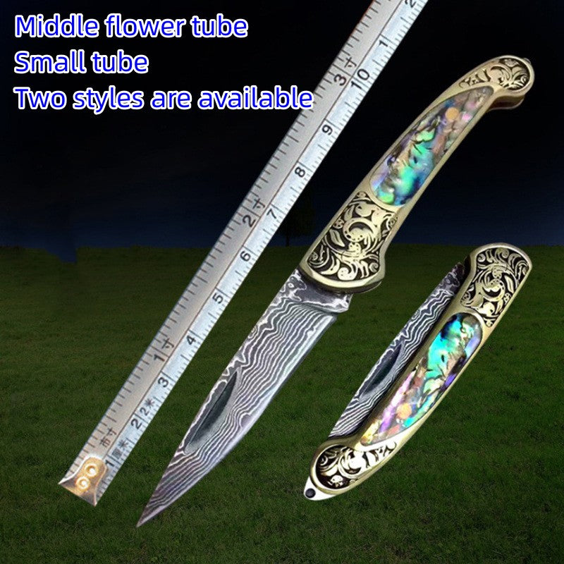 Camping Hunting Folding Survival Combat Knife With Natural Shell