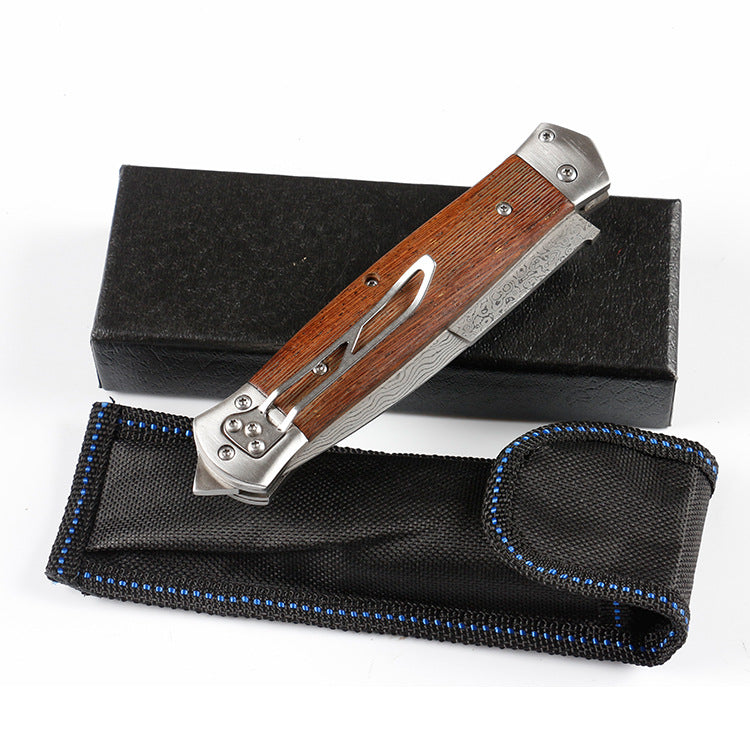 VG10 Damascus Steel Folding Pocket Hunting Knife Wenge Handle