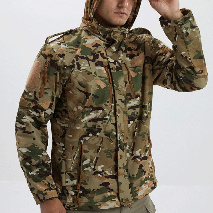 Men's Camouflage Waterproof Fleece Softshell Jacket