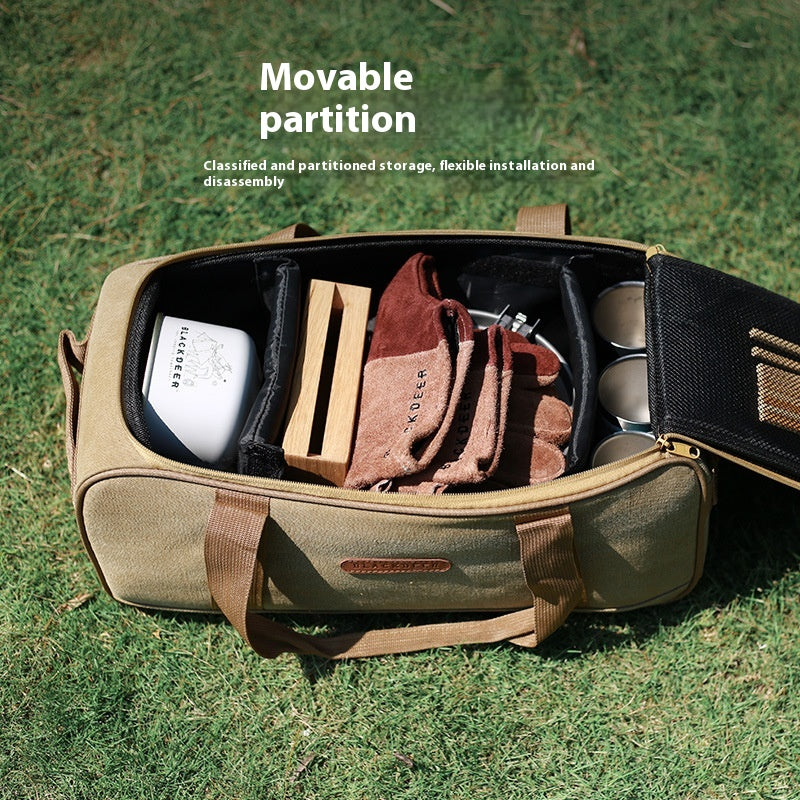 Camping Cookware Tableware Set With Gas Stove Bag