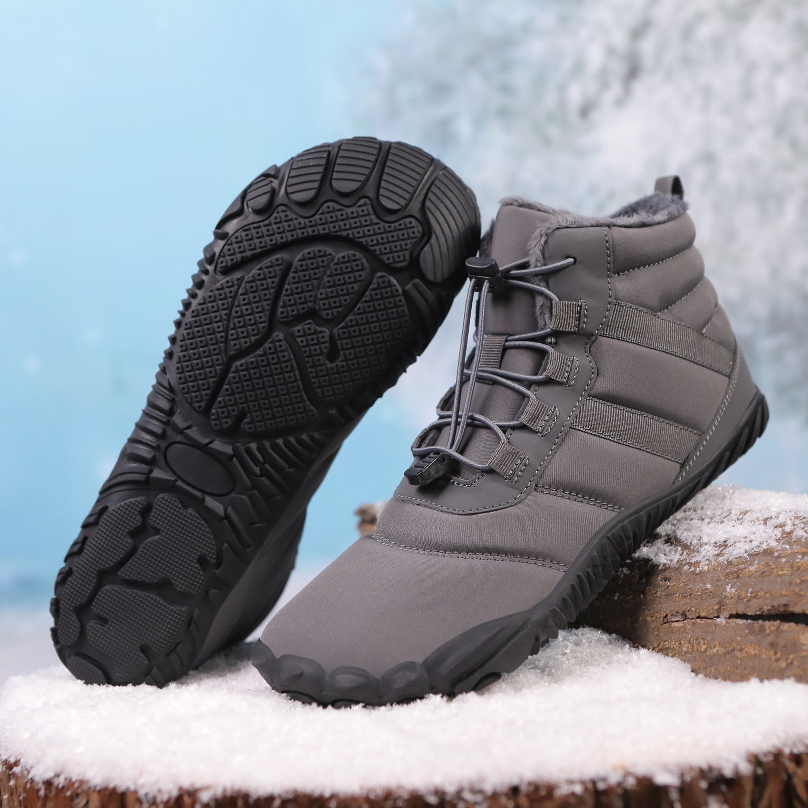 Five Finger Cotton Waterproof Fleece-Lined Snow Boots Non Slip