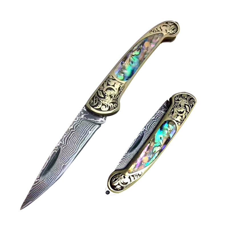 Camping Hunting Folding Survival Combat Knife With Natural Shell
