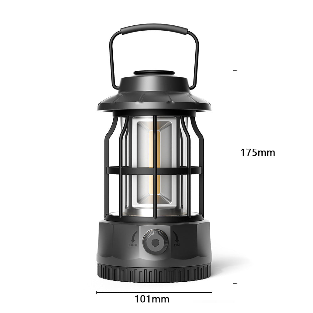 Retro COB Portable Camping Lantern Tent Light
