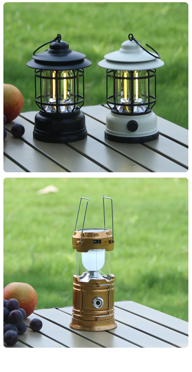 Retro Rechargeable Camping Lantern Outdoor Tent Atmosphere Lamp
