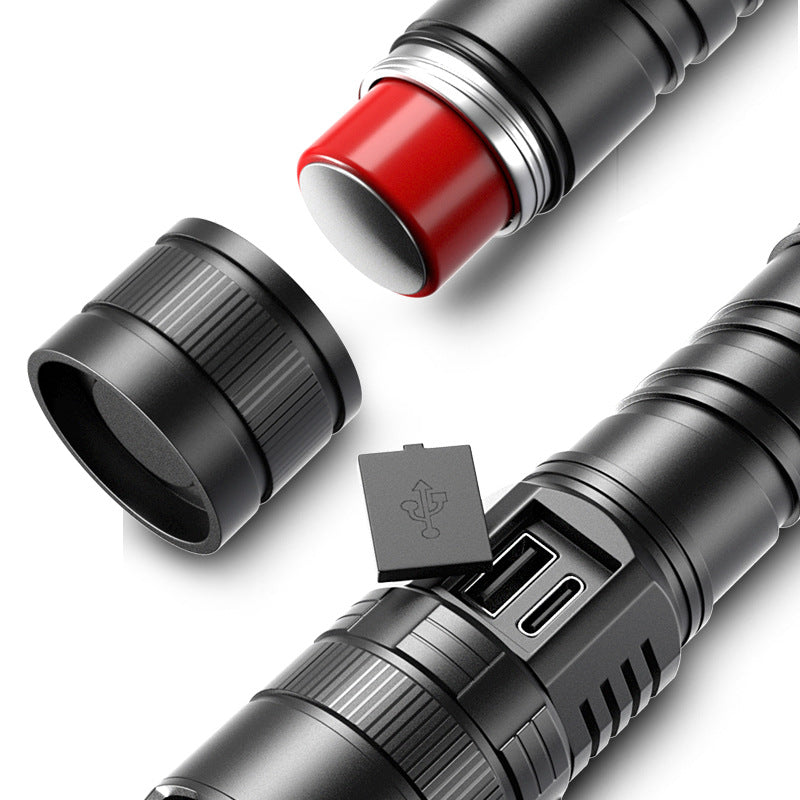 USB Rechargeable Zoom Camping Flashlight with Display