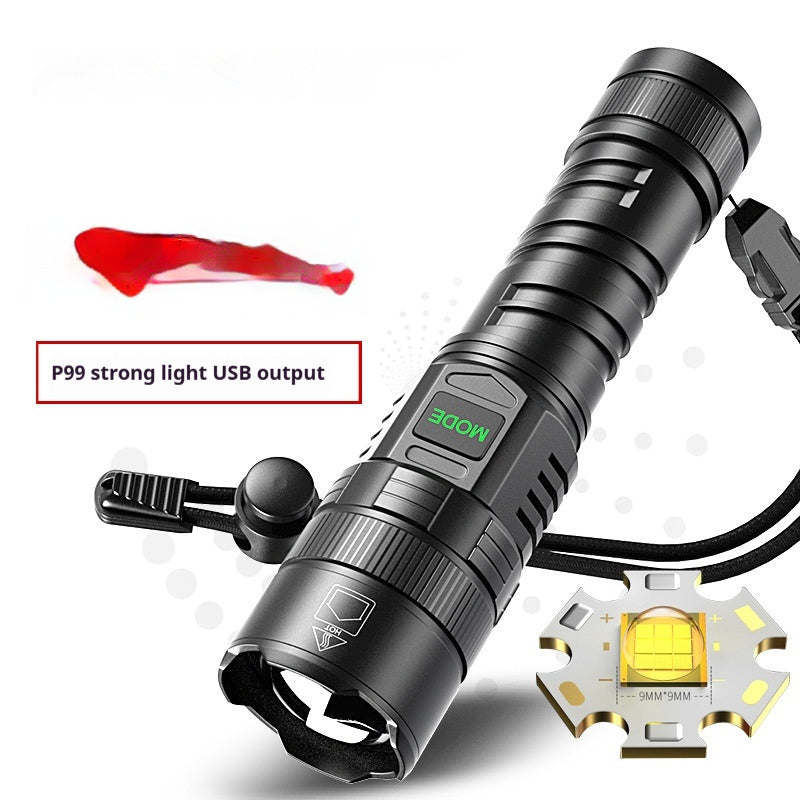 USB Rechargeable Zoom Camping Flashlight with Display