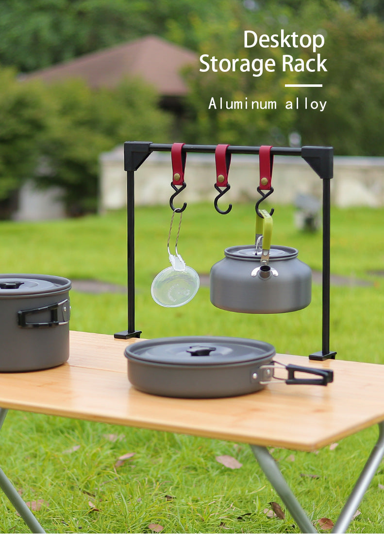 Outdoor Camping Adjustable Desk Rack Pot Stove Hanging Hook Storage Ra