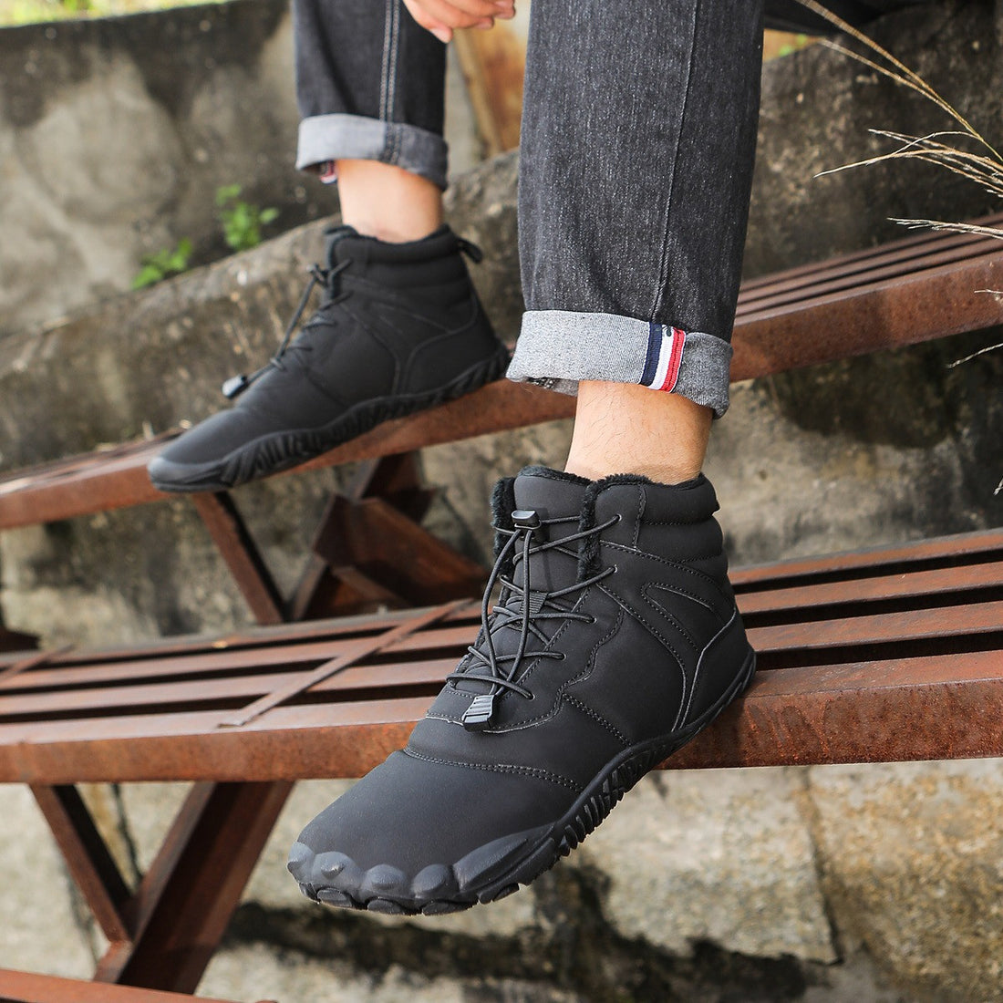 Five Finger Cotton Waterproof Fleece-Lined Snow Boots Non Slip
