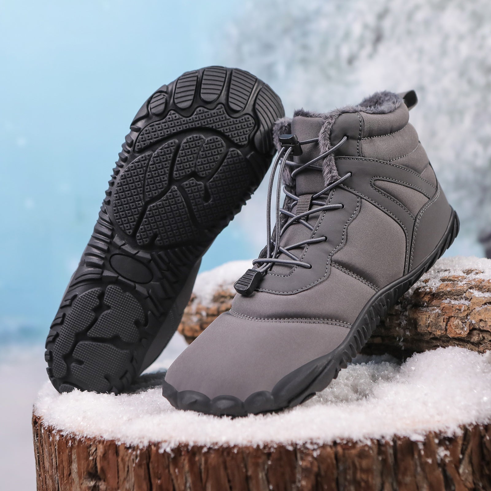 Five Finger Cotton Waterproof Fleece-Lined Snow Boots Non Slip