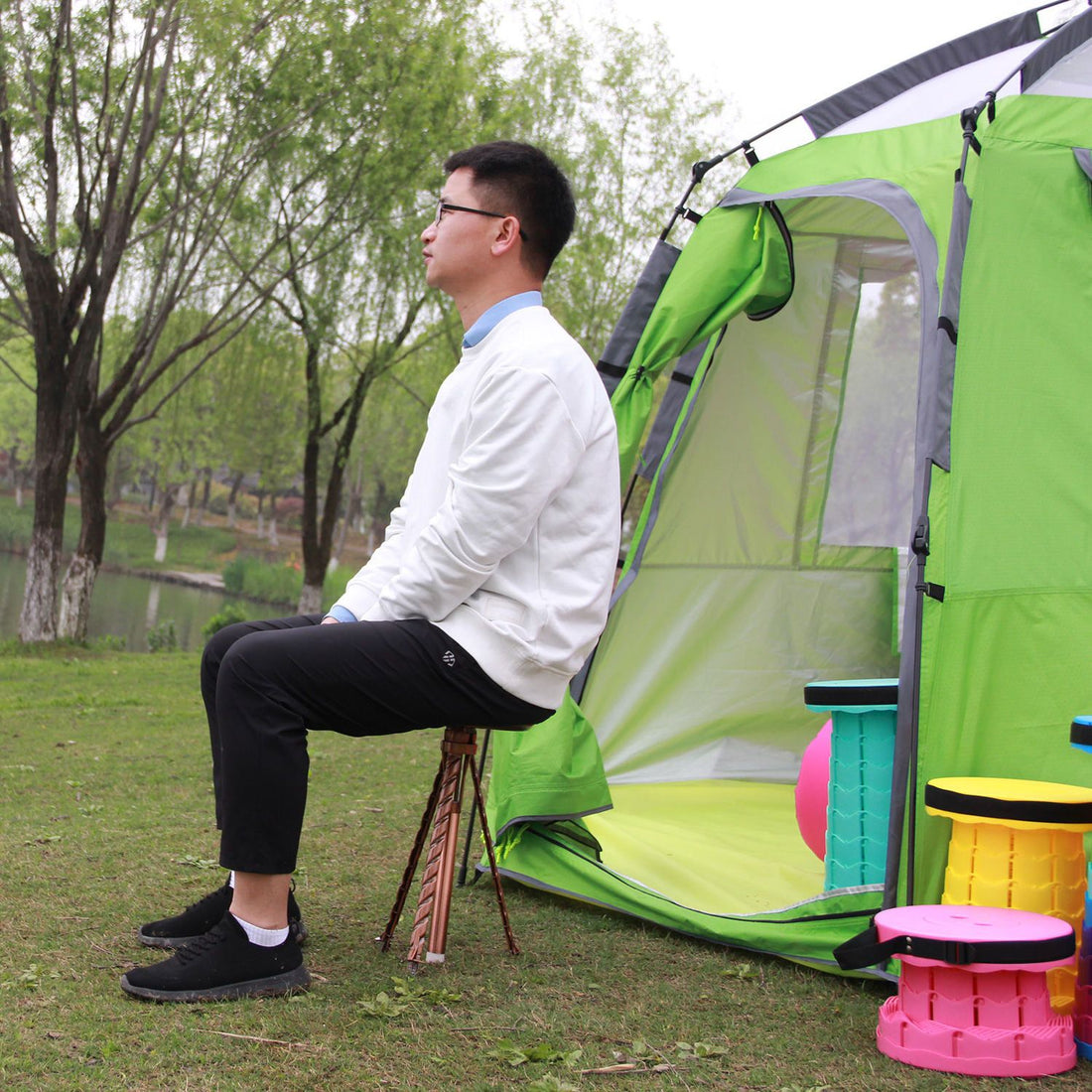 Multifunctional Foldable Trekking Pole Stool