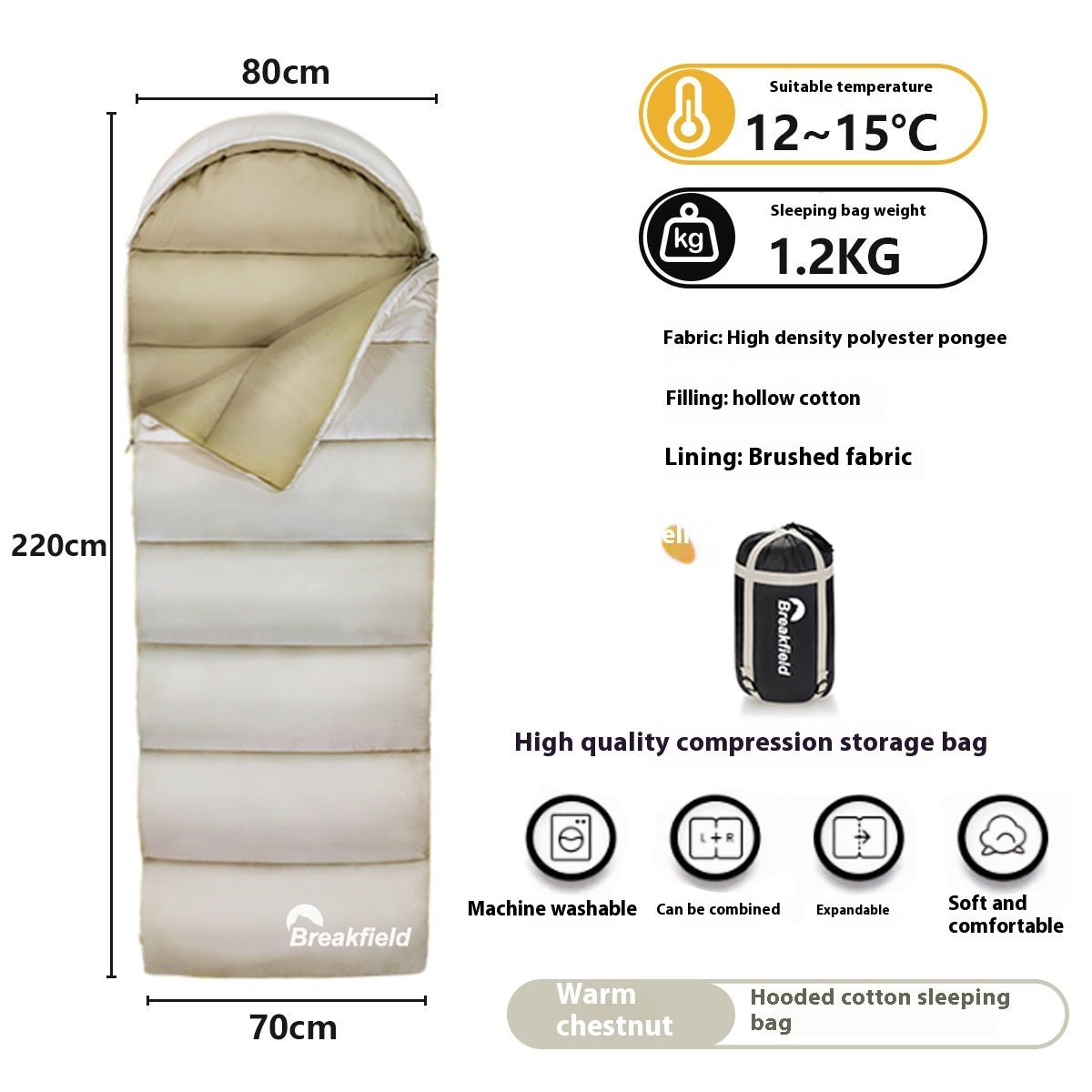 Four Seasons Waterproof Cotton Camping Sleeping Bag