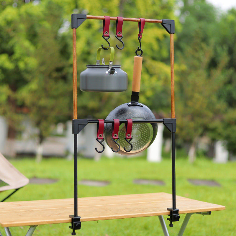 Outdoor Camping Adjustable Desk Rack Pot Stove Hanging Hook Storage Ra